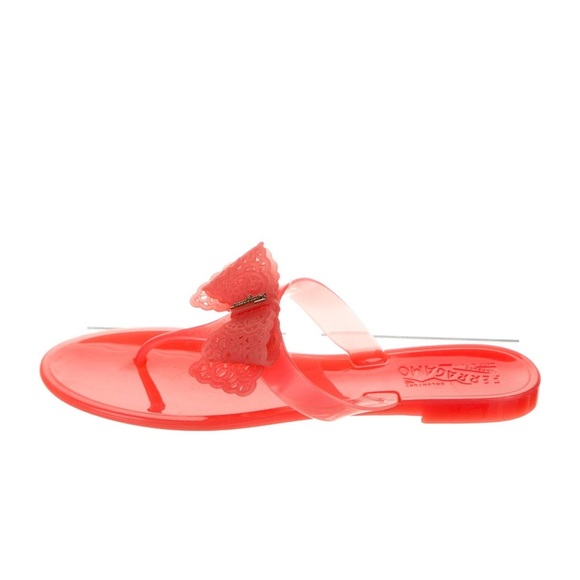 Salvatore Ferragamo Bow Accent Rubber Slides Size 41